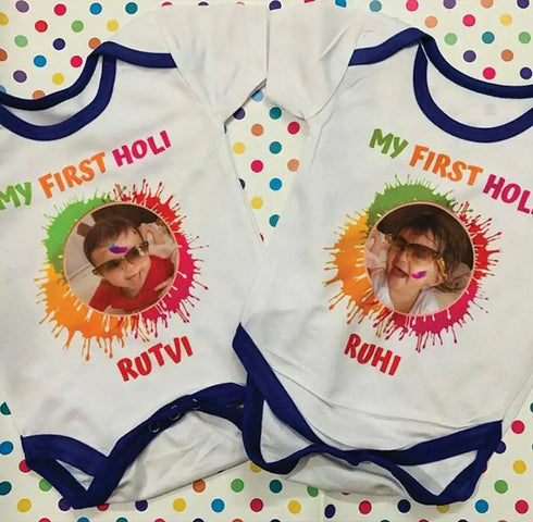 Customized Holi Kids Photo Romper
