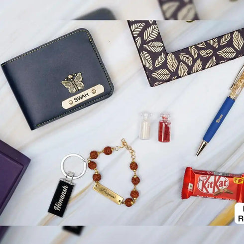 Customized Men's Wallet Rakhi Combo