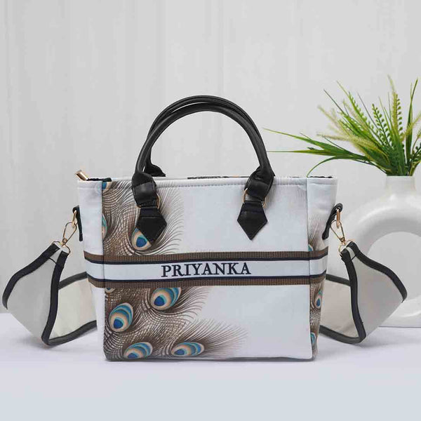 Customized Peacock Feathers Canvas Sling Bag - Uncommongifts.in