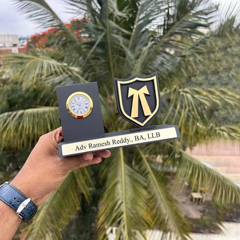 Customized Pen Stand With Clock