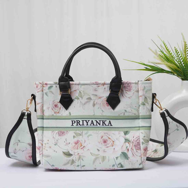 Customized Pink Floral Canvas Sling Bag - Uncommongifts.in