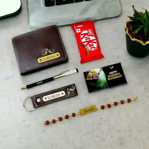 Customized Wallet Rakhi Combo Gift Set