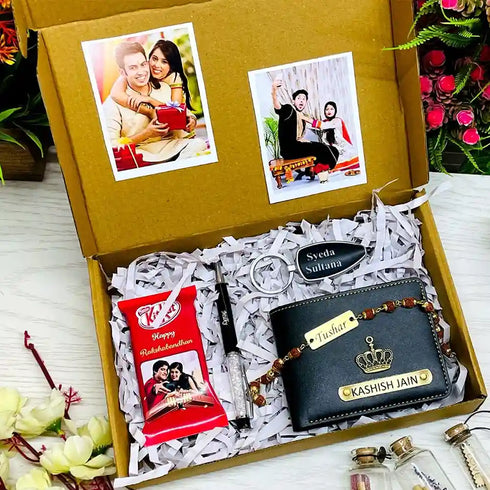 Customized Wallet Rakhi Combo Gift Set