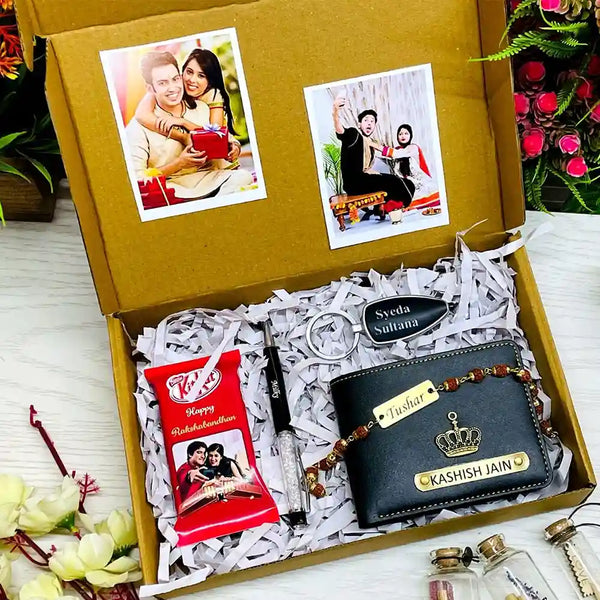 Customized Wallet Rakhi Combo Gift Set