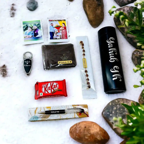 Customized Wallet Rakhi Combo Gift Set