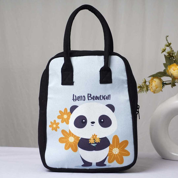 Cute Panda Printed Canvas Lunch Bag - Uncommongifts.in