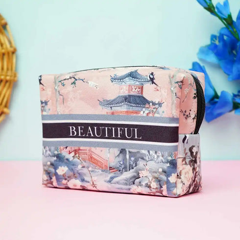Personalized Floral Printed Box Pouch