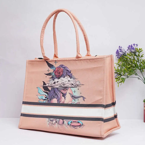Personalised Floral Printed Box Tote Bag