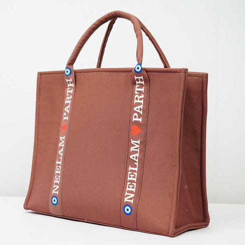 Personalised Brown Woody Handbag Tote Bag