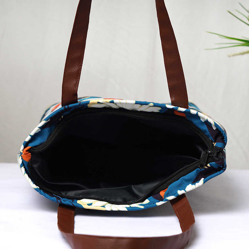 Personalised White Floral Printed Structured Tote Bag