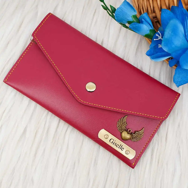 Personalised Women's Wallet With Charm - Red