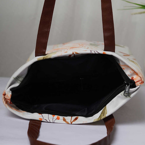 Personalised Floral Printed Structured Tote Bag
