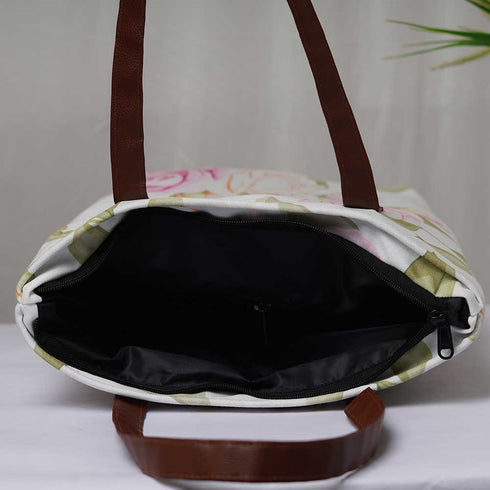 Personalised Pink Floral Printed Structured Tote Bag