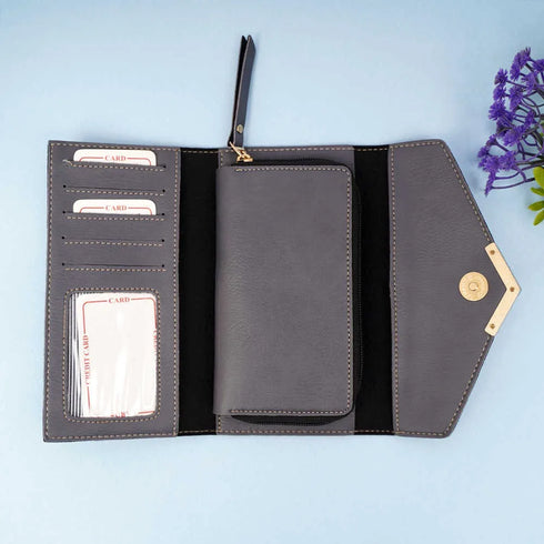 Personalised Women's Wallet With Charm - Gray