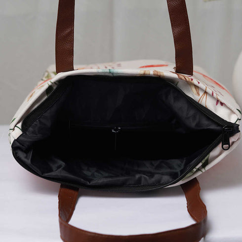 Personalised Floral Printed Structured Tote Bag