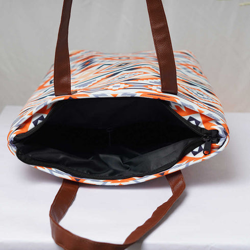 Personalised Geometric Printed Structured Tote Bag