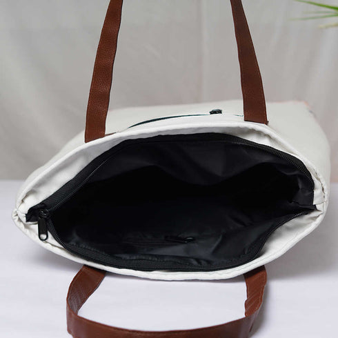 Personalised Floral Printed Structured Tote Bag