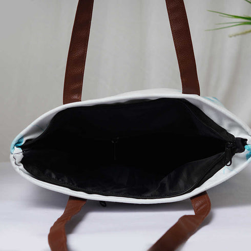 Personalised Leaf's Printed Structured Tote Bag