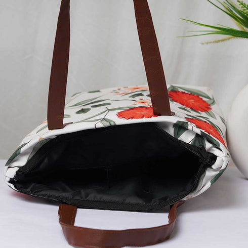 Personalised Floral Printed Structured Tote Bag