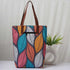 Personalised Multicolor Leaf's Printed Structured Tote Bag