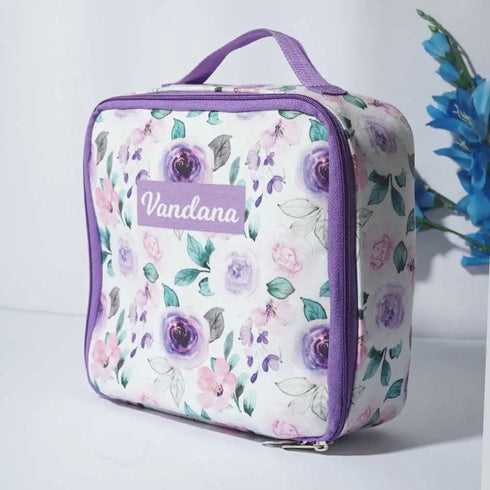 Personalized Floral Printed Makeup Bag Vanity Pouch for Women