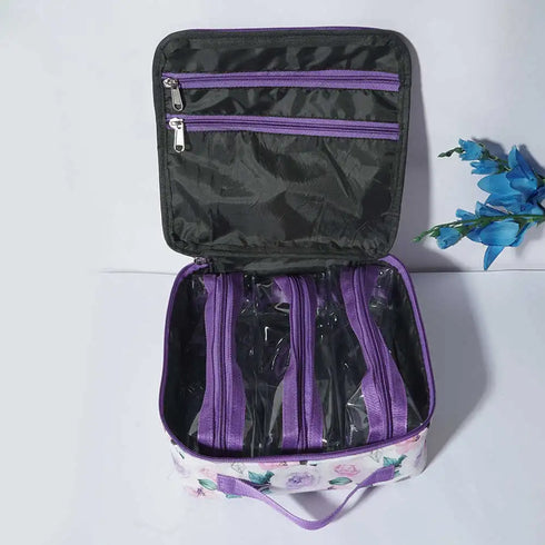 Personalized Floral Printed Makeup Bag Vanity Pouch for Women
