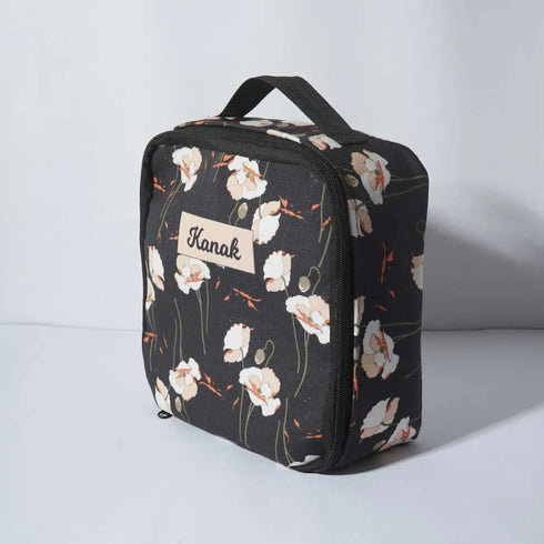 Personalized Floral Printed Makeup Bag Vanity Pouch for Women