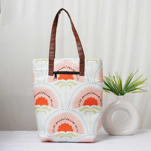Personalised Floral Printed Structured Tote Bag