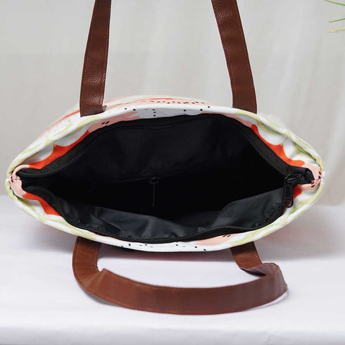 Personalised Floral Printed Structured Tote Bag