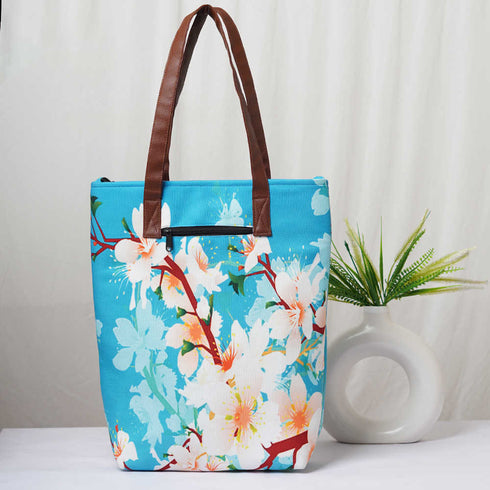 Personalised Blue Printed Structured Tote Bag