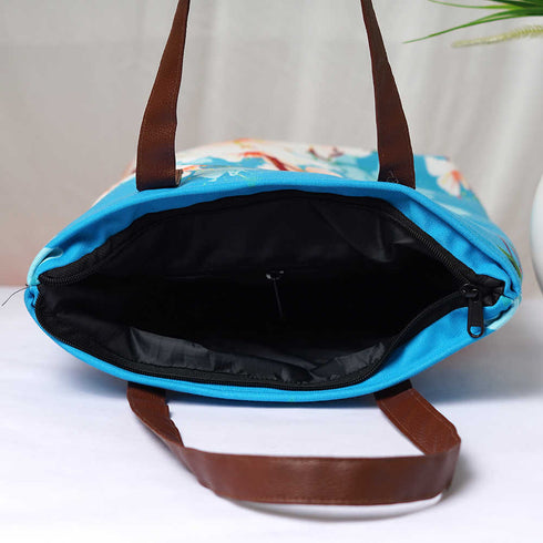 Personalised Blue Printed Structured Tote Bag