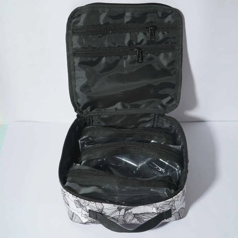 Personalized Floral Printed Makeup Bag Vanity Pouch for Women