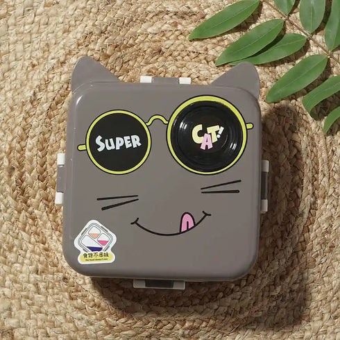 Personalized Cat Steel Compartment Lunch Box for Kids