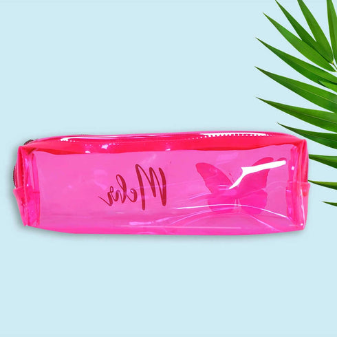 Personalised Jelly Pencil Pouch for Kids - Pink
