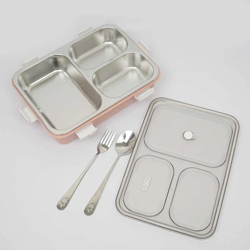 Personalized Steel Compartment Lunch Box for Kids - Pink