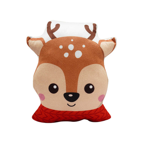 Stuffed Christmas Deer Printed Plush Cushion - Uncommongifts.in