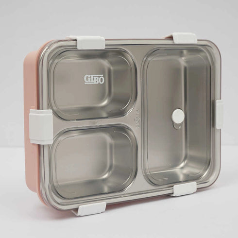 Personalized Steel Compartment Lunch Box for Kids - Pink