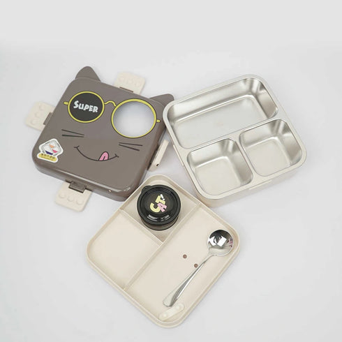 Personalized Cat Steel Compartment Lunch Box for Kids