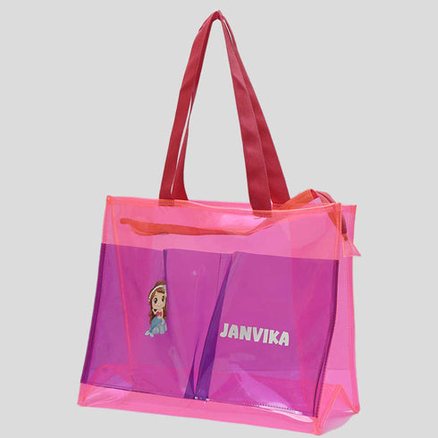 Personalised Kids Jelly Tote Bag - Blue/Pink