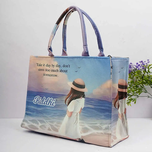 Personalised Girl Printed Box Tote Bag