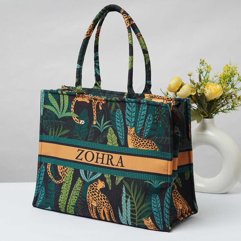 Customized Animal Printed Green Handheld Box Bag - Uncommongifts.in