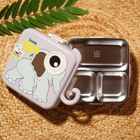Personalized Stainless Steel Elephant Theme Lunch Box for Kids