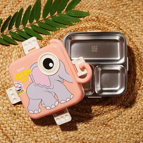 Personalized Stainless Steel Elephant Theme Lunch Box for Kids