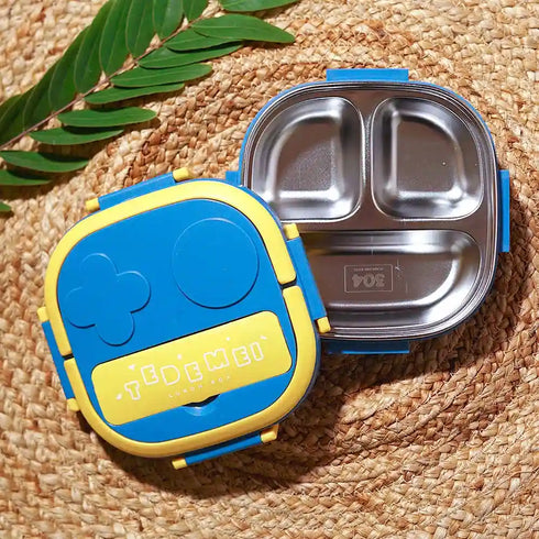 Personalized Steel Compartment Lunch Box for Kids - Blue
