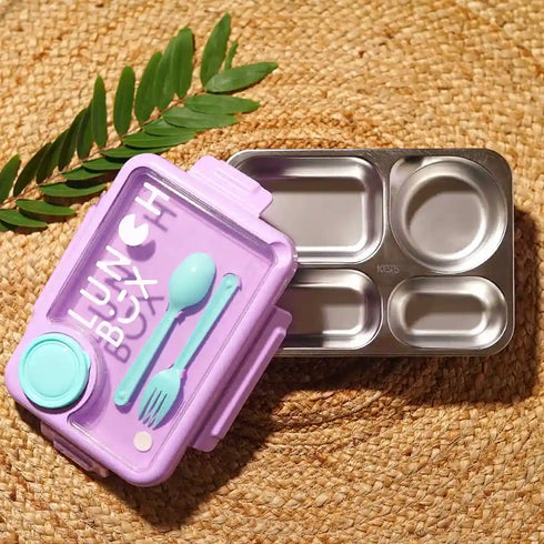 Personalized Stainless Steel Lunch Box for Kids - Purple