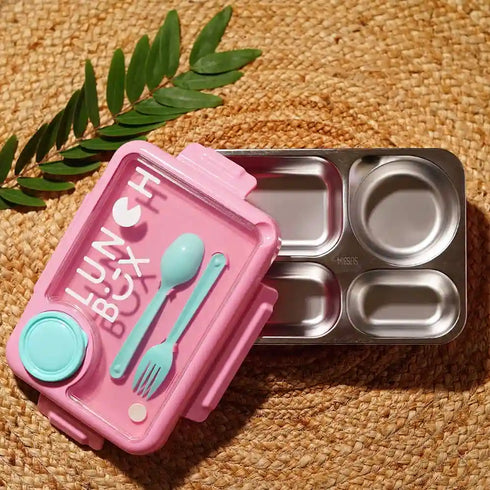 Personalized Stainless Steel Lunch Box for Kids - Pink
