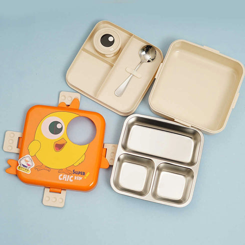 Personalized Chicken Steel Compartment Lunch Box for Kids