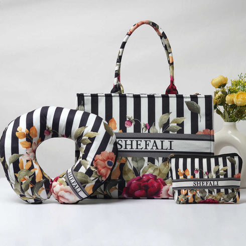 Black & White Floral Personalised Bridesmaid Hamper - Uncommongifts.in