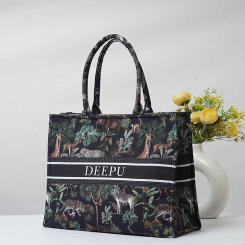 Customized Jungle Theme Box Tote Bag - Uncommongifts.in