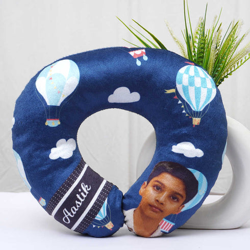 Personalised Air Balloon Photo Printed Kids Neck Pillow
